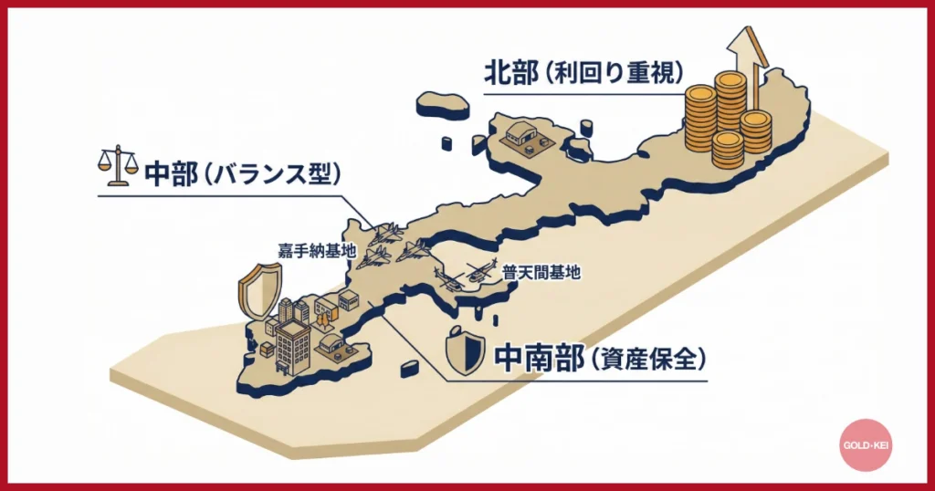 北部・中部・南部で異なる倍率と傾向