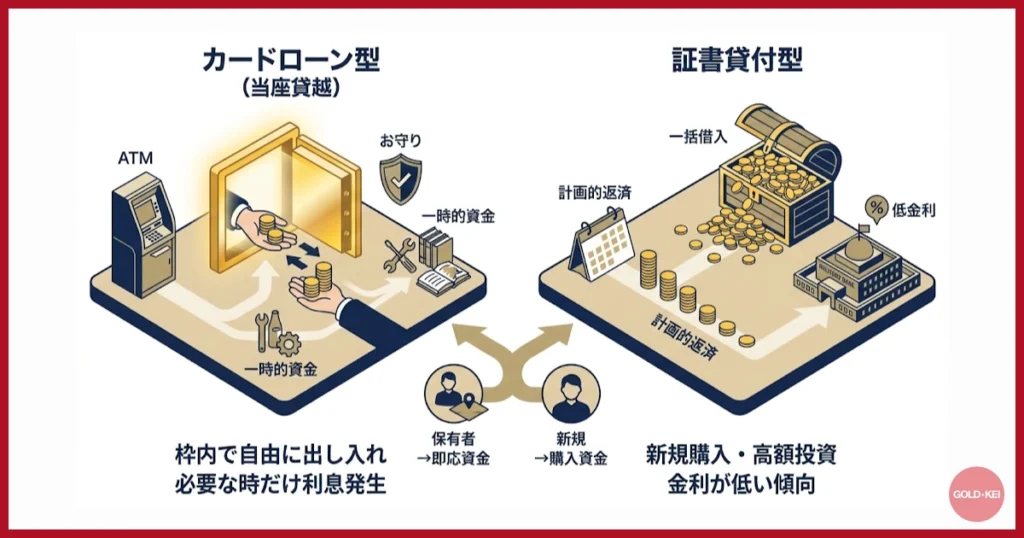 「カードローン型（当座貸越）」と「証書貸付型」の使い分け