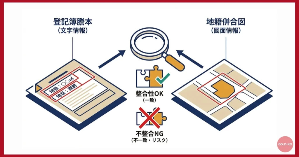 登記簿と「地籍併合図」の整合性を確認する