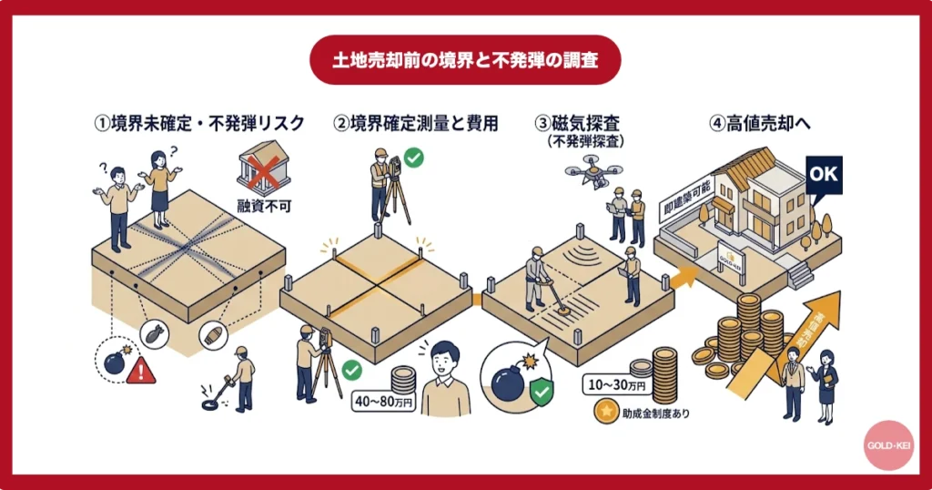 沖縄の土地売却前に行う境界と不発弾の調査