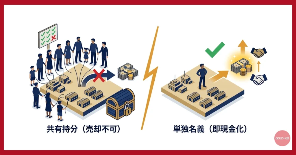 共有名義を解消し「単独名義」にすることで流動性が上がる