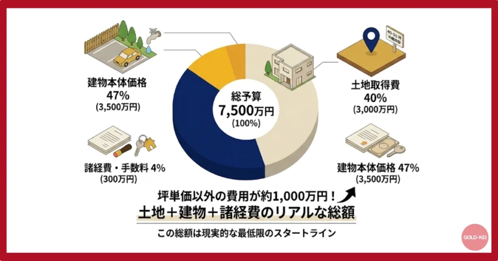 建築費・諸経費・土地取得費の内訳表