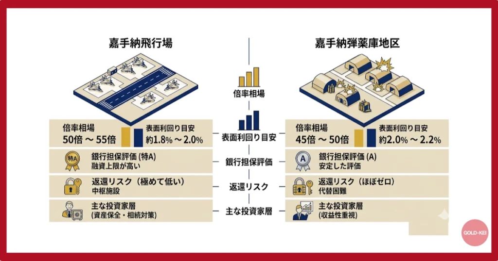 【比較表】飛行場と弾薬庫の2026年最新の倍率と利回り相場