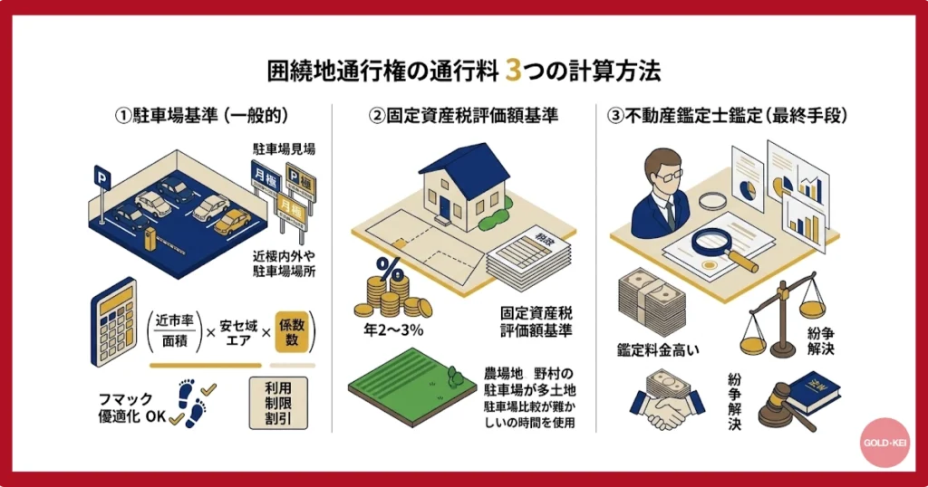 囲繞地通行権の通行料相場と3つの計算方法