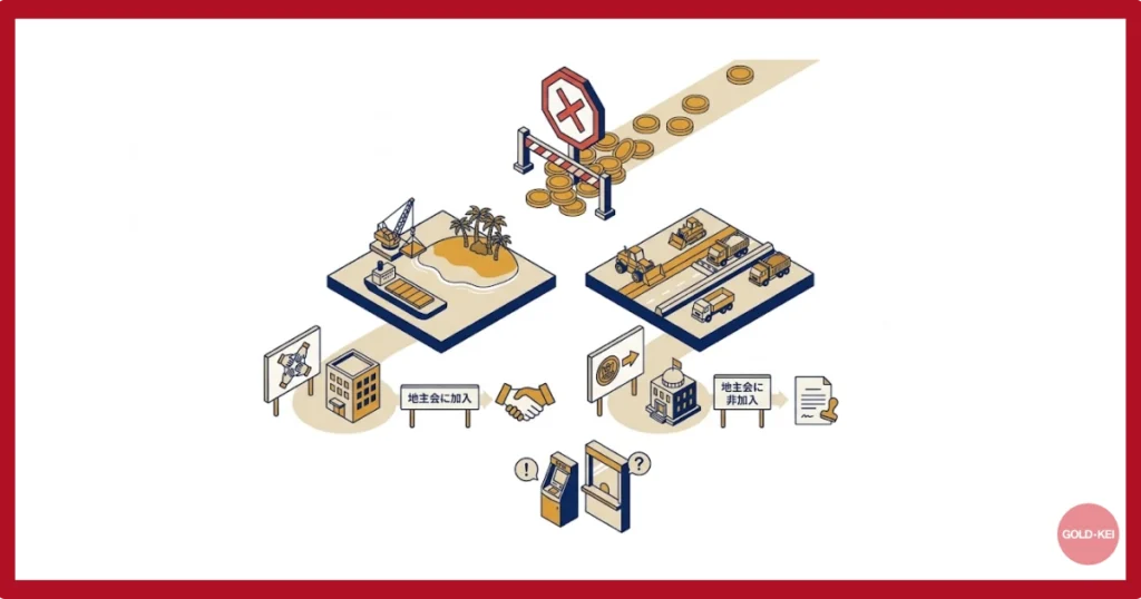 4. 返還や土地収用に伴う一時的な振込停止の有無