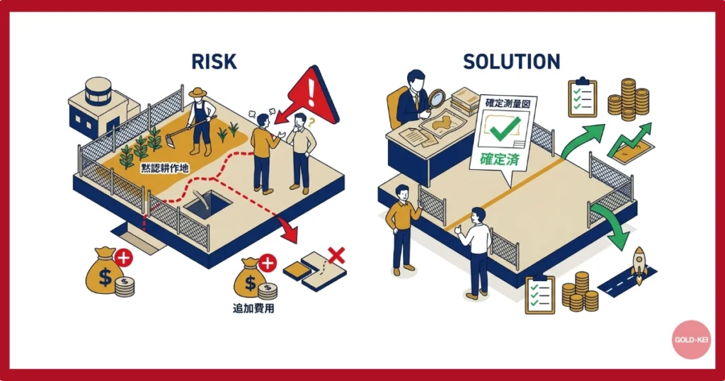 黙認耕作地や境界不明地のトラップ