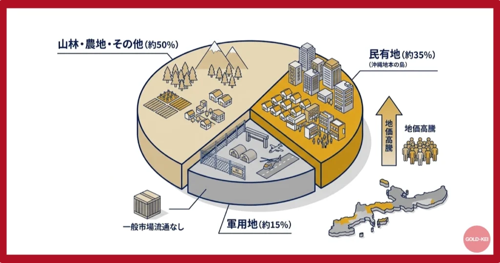 沖縄の土地を表す円グラフ