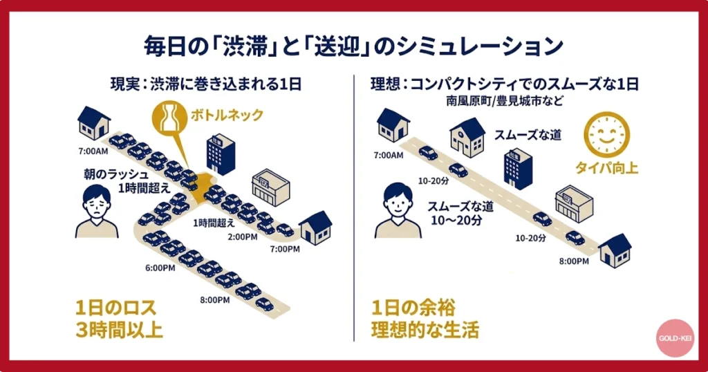渋滞のあるなし比較