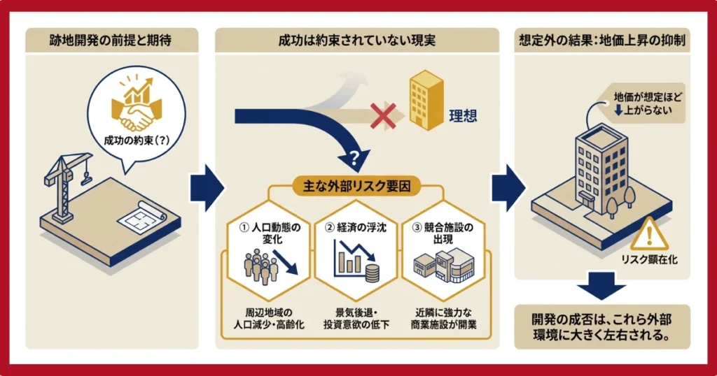期待通りに地価が上昇しない可能性