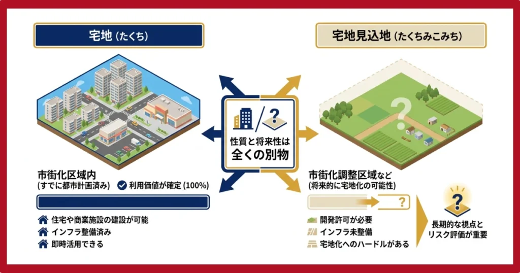 「宅地」との違い
