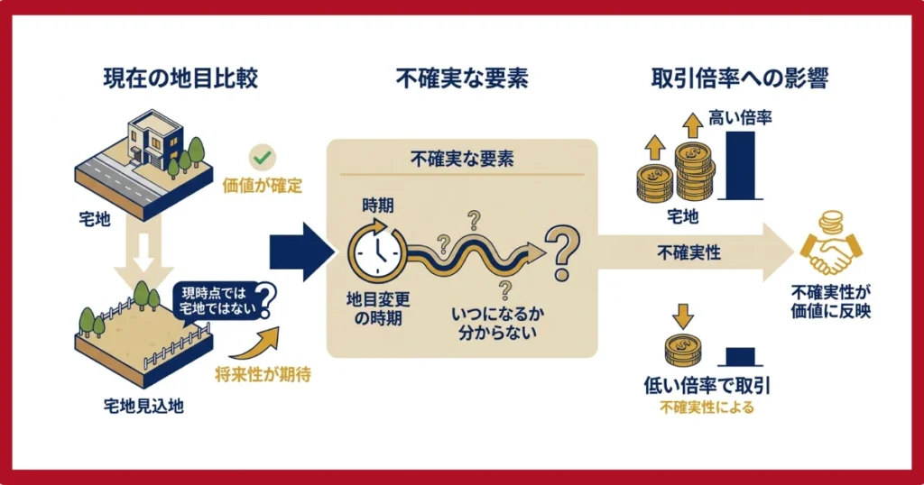 一般の宅地より低い倍率で購入できる可能性