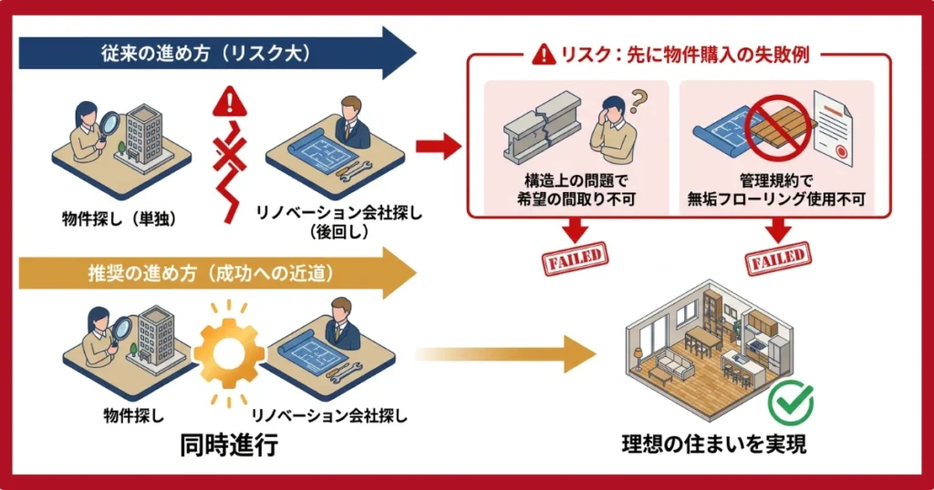 リノベーション会社は物件探しと同時進行にするのが大切