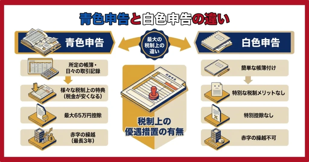 青色申告と白色申告の基本的な違い