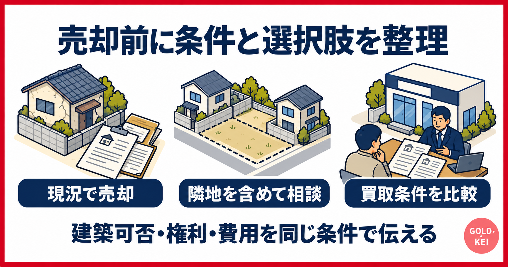 再建築不可物件の現況売却・隣地相談・買取条件比較
