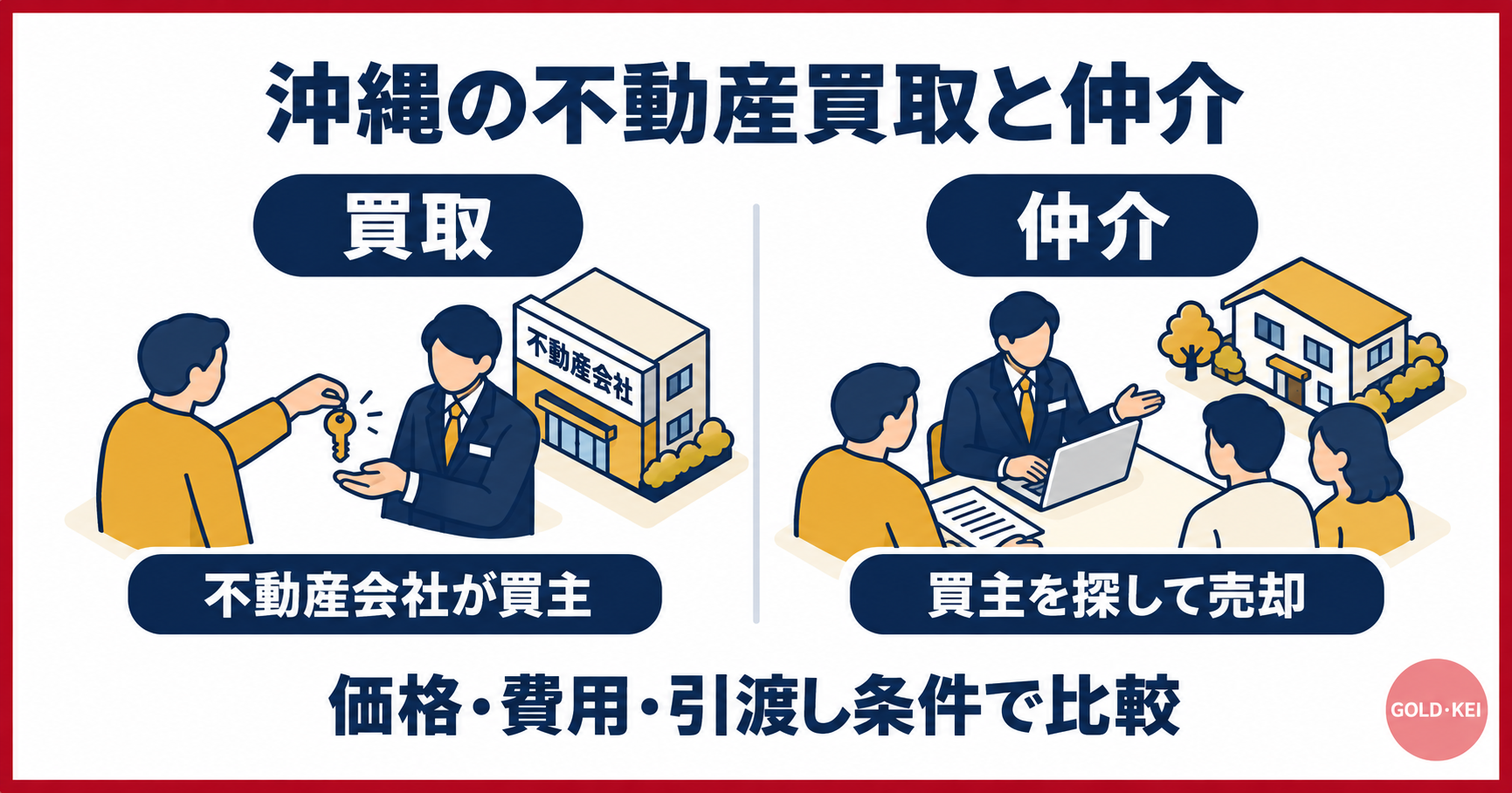 不動産会社が買主となる買取と、買主を探す仲介の違い